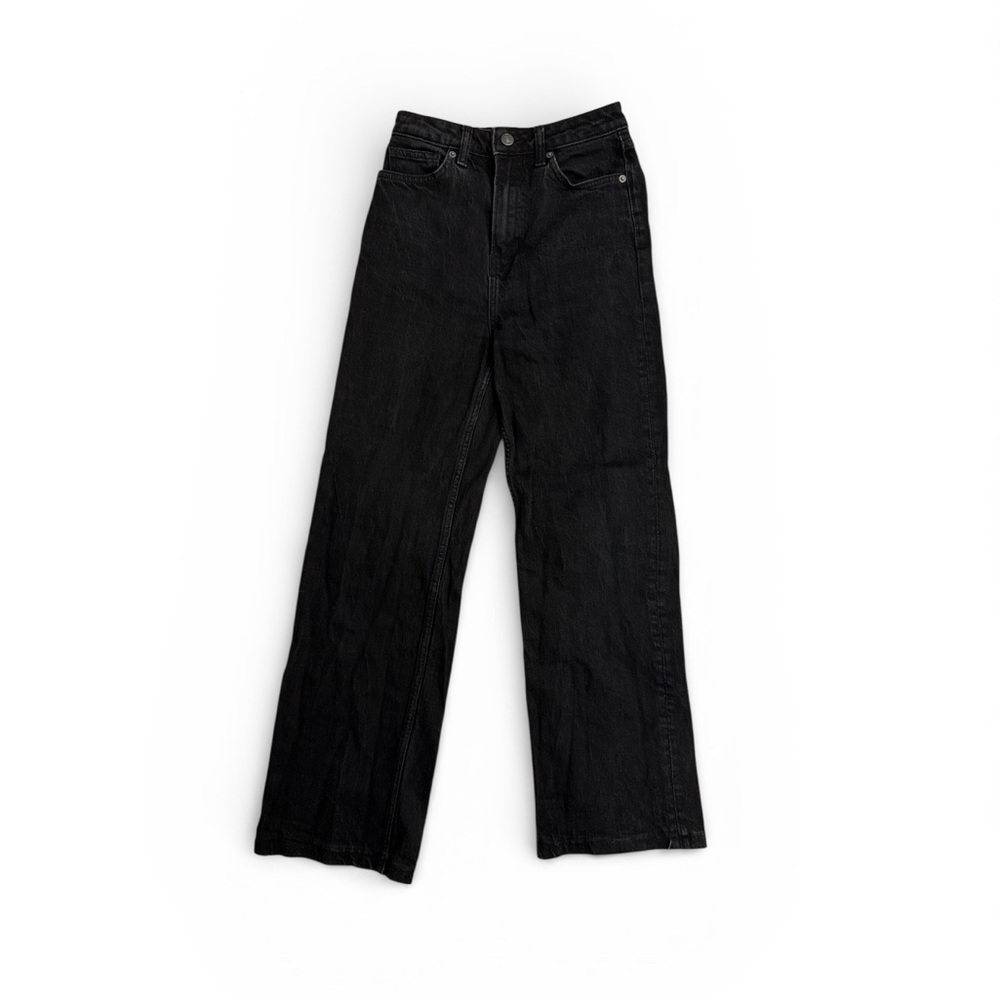 Reformation Women’s Wilder stretch high-rise wide-leg jeans Black Size 26 - Picture 2 of 11